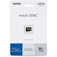 MicroSDXC 256GB Smartbuy (с адаптером) UHS-1 черный
