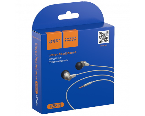 Наушники внутриканальные DREAM K58N белые (178472) Наушники внутриканальные DREAM K58N белые (178472)