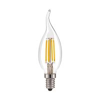 Лампа филаментная Свеча на ветру CN37 7,5Вт 600Лм 4000K E14 прозрачная колба REXANT (604-102)