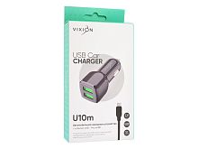 Автомобильное зарядное устройство VIXION U10m (2-USB/2.1A) + micro USB кабель 1м (черный) 