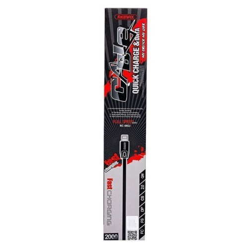 Кабель LIGHTNING REMAX RC-001i 1м Full Speed Series Cable for Apple 8-pin плоский (черный)