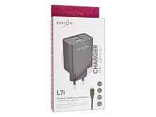 Сетевое зарядное устройство VIXION L7i (2-USB/2.1A) + Lightning кабель 1м (чёрный)