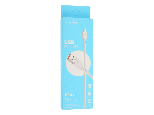 Кабель USB VIXION (K1m) microUSB (1м) (белый)