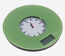 Весы кухонные LuazON LVK-703, электронные, до 5 кг, встроенные часы, цвет "хаки" 3549069