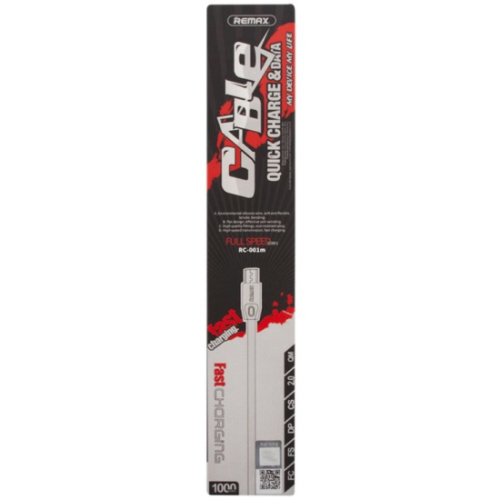 Кабель MicroUSB REMAX RC-001m 1м Full Speed Series Cable плоский (белый)