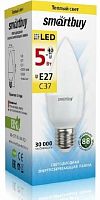 Лампа светодиодная Cвеча (LED) 5вт 3000К E27 Smartbuy (SBL-C37-05-30K-E27)