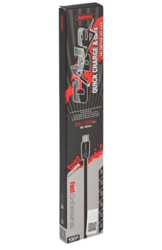 Кабель MicroUSB REMAX RC-001m 1м Full Speed Series Cable плоский (черный)