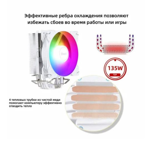 Кулер Liefeng X4D RGB (1500 об/мин) белый фото 4