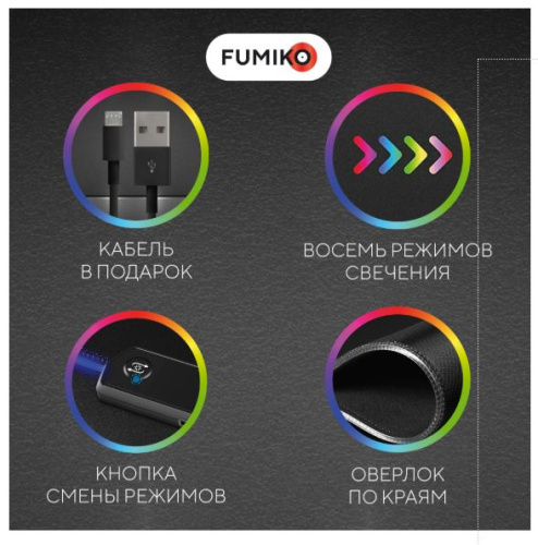 Коврик для мыши FUMIKO MP05 RGB-подсветка 350x250х3 мм (FMP05-01) фото 5