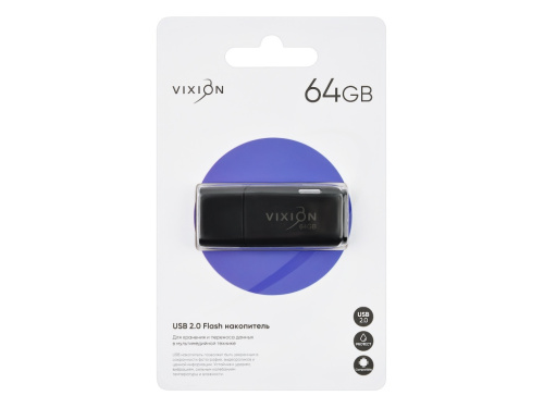 Носитель информации 64Gb USB2.0 VIXION Shark Eyes (черный)