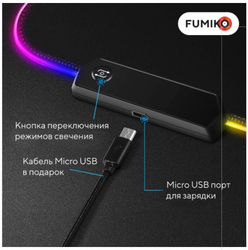Коврик для мыши FUMIKO MP05 RGB-подсветка 350x250х3 мм (FMP05-01) фото 3
