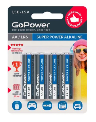 Элемент питания GoPower AA BL4 Alkaline (00-00015601)