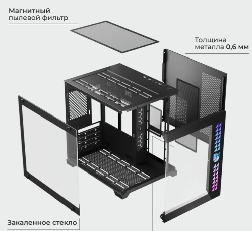 Корпус PRIME BOX INVADER Q1 RGB черный фото 5