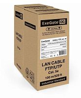 Кабель витая пара ExeGate  FUTP4-C5e-CCA-S24-IN-PVC-GY-100 FTP 4 пары кат.5e CCA, 24AWG, экран, бухта 100м, серый, PVC