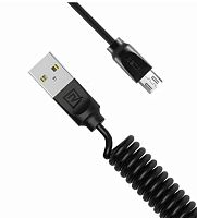 Кабель MicroUSB REMAX RC-117m пружина (черный)