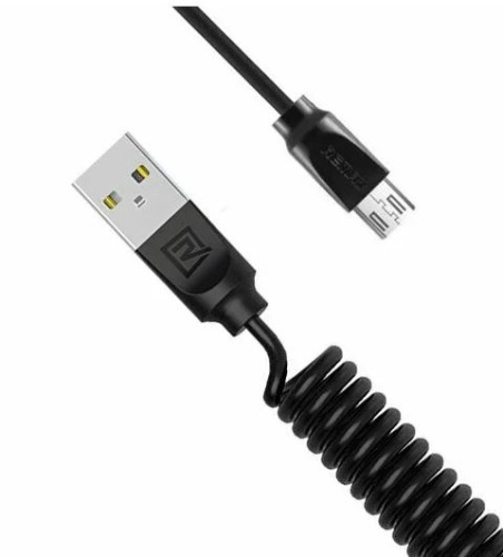 Кабель MicroUSB REMAX RC-117m пружина (черный)
