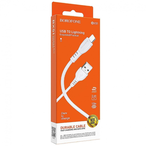 Кабель LIGHTNING USB BOROFONE BX51 1M белый (406515153) Кабель LIGHTNING USB BOROFONE BX51 1M белый (406515153)