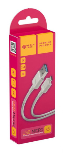 Кабель MicroUSB DREAM X5 1M белый
