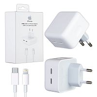 Сетевое зарядное устройство 35W 2xType-C + кабель Type-C - Lightning 