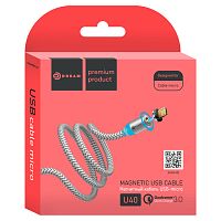 Кабель MicroUSB DREAM U40 QC3.0 2.4A 1M (магнитный) серебро (123059)