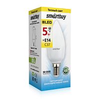 Лампа светодиодная Cвеча (LED) 5вт 3000К E14 Smartbuy (SBL-C37-05-30K-E14)