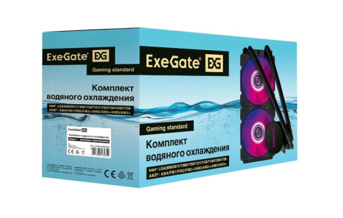 Комплект водяного охлаждения ExeGate BlackWater-240.PWM.ARGB (3 PIN 5V ADDRESSABLE RGB подсветка, LGA2066/2011/1366/1150/1151/1155/1156/1200/1700/AM4/ фото 8