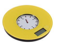 Весы кухонные LuazON LVK-508, электронные, до 5 кг, встроенные часы, жёлтые 3549070