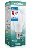 Лампа светодиодная Cвеча (LED) 9,5вт 6000К E27 Smartbuy (SBL-C37-9_5-60K-E27)
