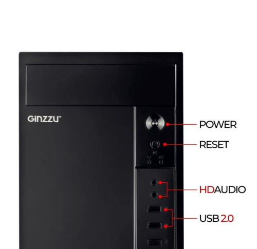 Корпус Ginzzu B410 черный фото 7