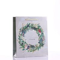 Пакет ламинированный вертикальный «Новогодний венок», ML 23 × 27 × 8 см (6765834)