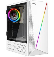 Корпус Ginzzu SL220 вентилятор 1*12LED, RGB лента, акриловое стекло на петлях, белый