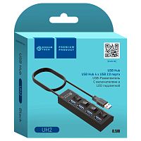 Хаб UH2 4USB 0.5M черный DREAM (175145)
