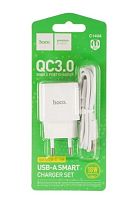 Сетевое зарядное устройство HOCO C140A USB 3A QC3.0 + кабель TYPE-C белый (6942007627832)