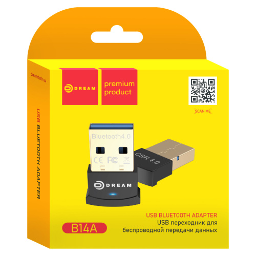 BLUETOOTH адаптер B14A0 (BT4.0 3Mbit/S) черный DREAM (123151)