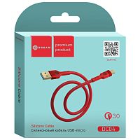 Кабель MicroUSB DREAM DC04 QC3.0 1M (силиконовый) красный (175097)